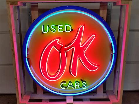 OK Used Cars Tin Neon Sign 48in New Neon Glass Transformers And Can