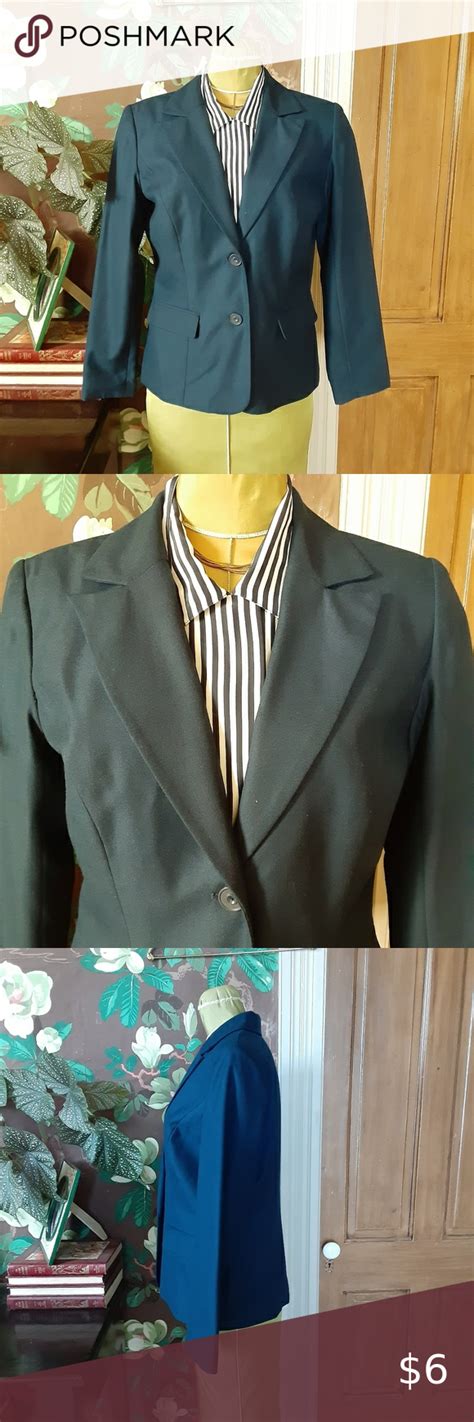 50 Off DRESSBARN Navy Button Closure Blazer Navy Blue Blazer Colored