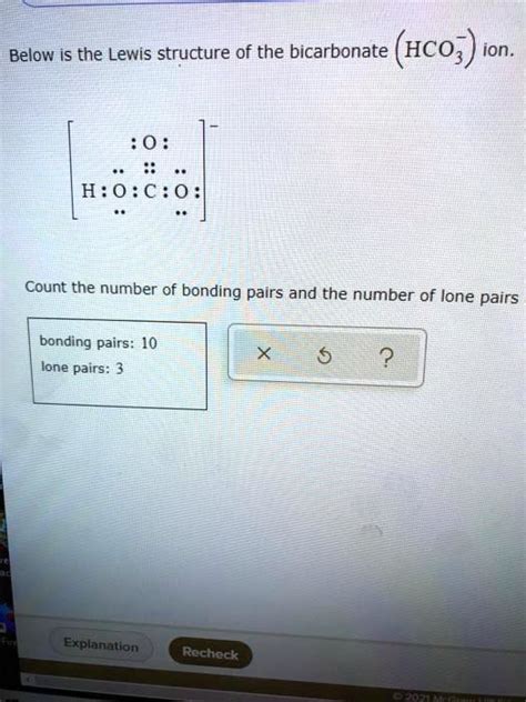 Below Is The Lewis Structure Of The Bicarbonate Hco Ion 0 H0c0 Count