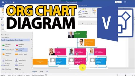 How To Draw Visio Org Chart Diagram Step By Step Tutorial Youtube