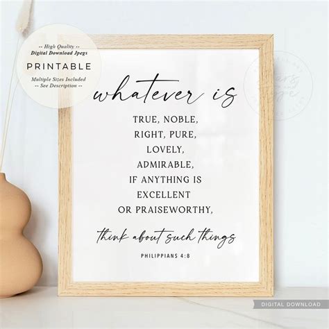 Whatever Is True Noble Right Pure Lovely Admirable Printable Art