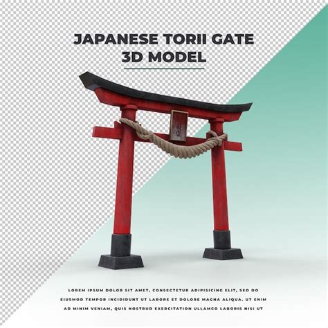 Premium PSD | Japanese garden environment podium with torii gate