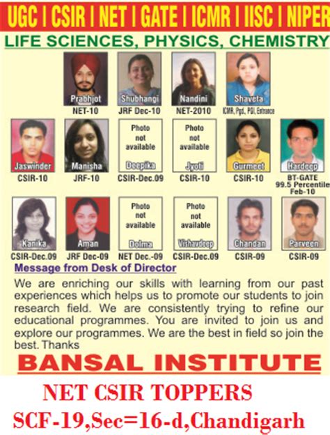 Bansal Academy CSIR UGC NET Coaching In Chandigarh