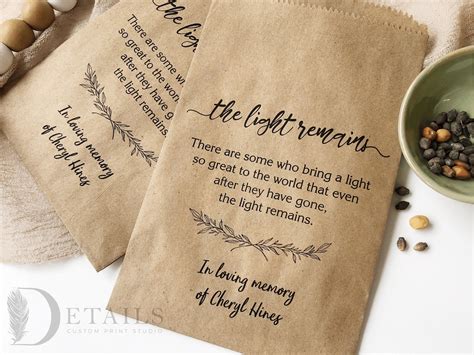 Memorial Gift Bags Funeral Favors Celebration Of Life Etsy