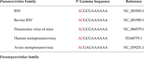 Alignment Of The 5′ Genome Sequence Of Viruses For The Pneumoviridae