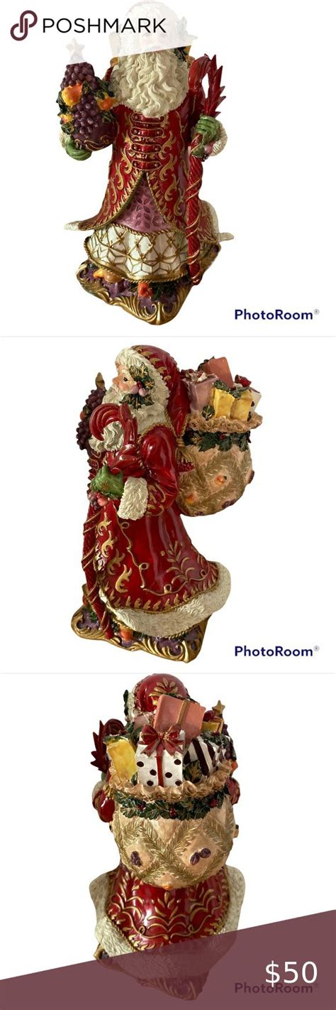 FITZ AND FLOYD Renaissance Holiday SANTA FIGURINE Music Box Deck The