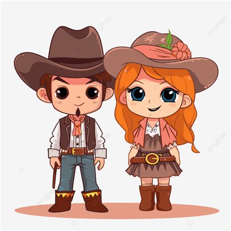 Lindo Casal De Desenhos Animados De Clipart Ocidental Casal De Cowboy