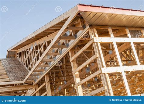 Framing New Wooden Building Structure Construction Stock Photo - Image ...