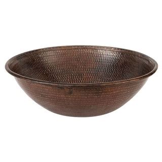 Premier Copper Products Round Wired Rimmed Vessel Hammered Copper Sink