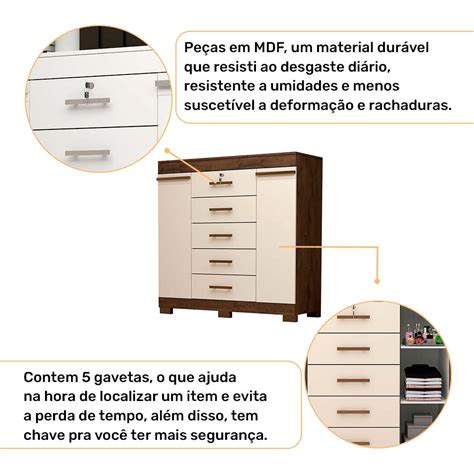 C Moda Gavetas Portas P S Mdf Diana Prime Acp M Veis Caf