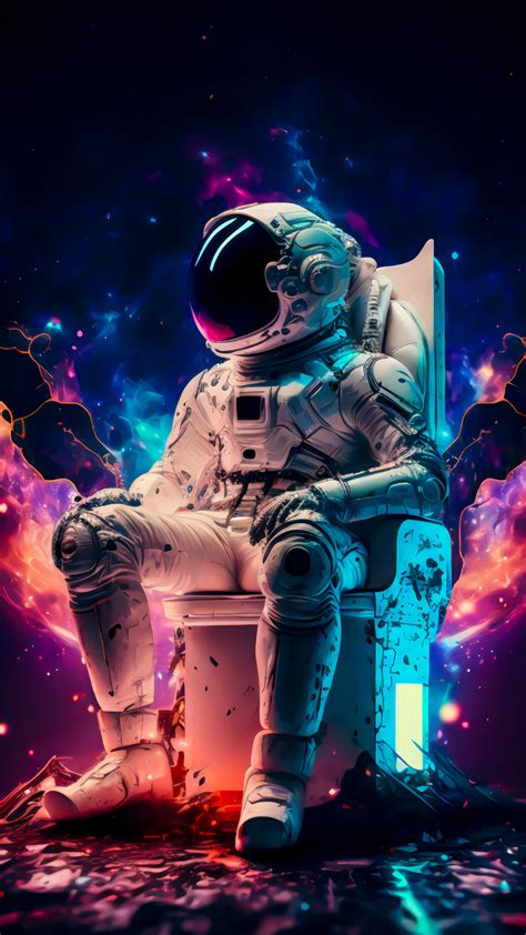 Astronaut Chill Space Colorful 4K 2850j Wallpaper IPhone Phone