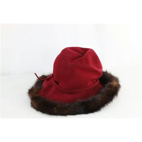 Vintage Deadstock Vintage 60s Fur Trim Felt Wool Fedora Bucket Hat ...