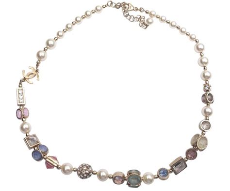 Chanel Pastel Crystal Faux Pearl Light Gold Necklace - LAR Vintage