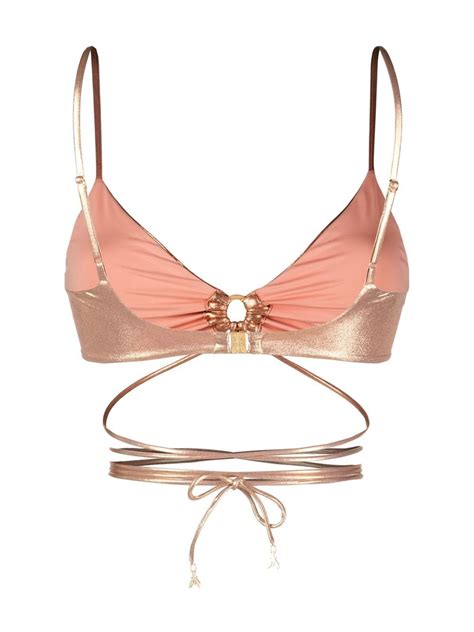 Patrizia Pepe Metallic Wraparound Bikini Top Farfetch