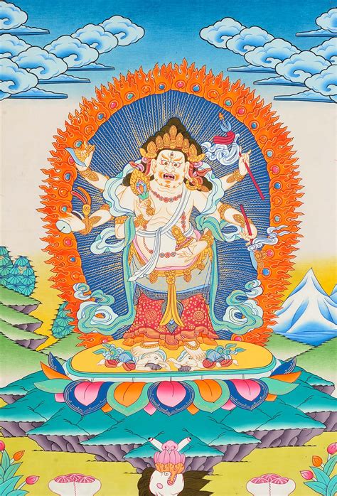 Tibetan Buddhist Deity Six Armed White Mahakala