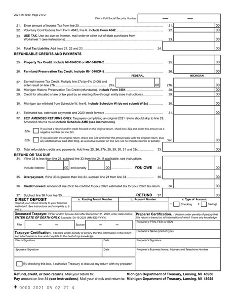 Form Mi 1040 2021 Fill Out Sign Online And Download Fillable Pdf Michigan Templateroller