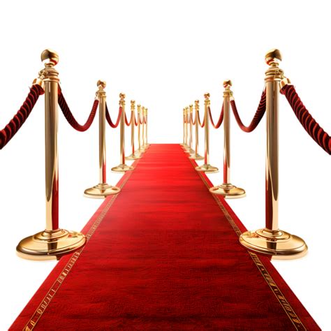 Red carpet with stanchions isolated on a transparent background ...