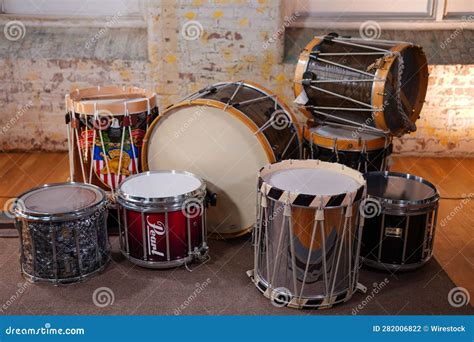 Stack Of Classic Wooden Drums Stock Photo Image Of Blended Blotched