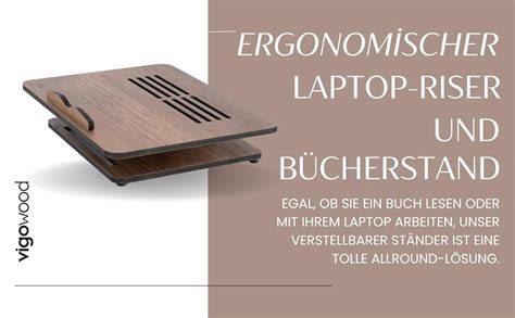 Vigo Wood Buchständer zum Lesen 360 verstellbar Hölzerner Laptop