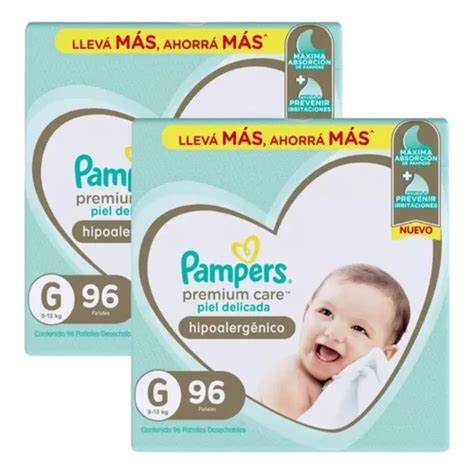 2un Pañales Pampers Premium Care Hipoalergenico Talle G X 96 Unidades