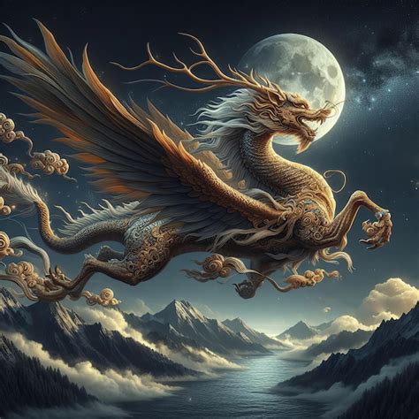 naga  backround bulan purnama premium ai generated image