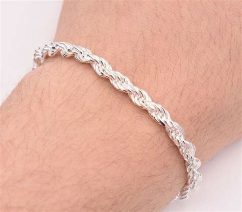 Real 925 Sterling Silver Made In Italy Solid Rope Bracelet Etsy