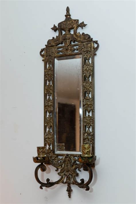 Pair Of Brass Framed Beveled Mirror Sconces For Sale At 1stDibs