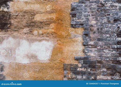 Fondo Di Vecchio Muro Di Mattoni D Annata Con Struttura Concreta E