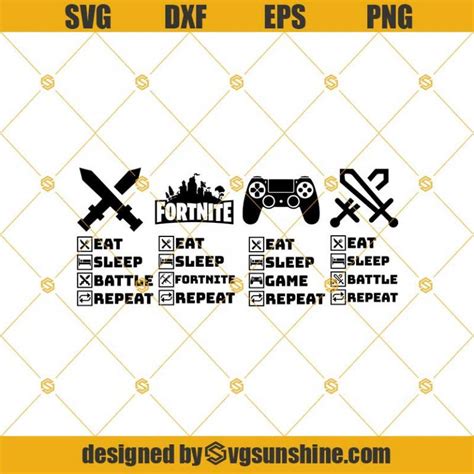 Eat Sleep Game Repeat Svg Battle Game Svg Fortnite Svg Video Game Svg Printable Gaming