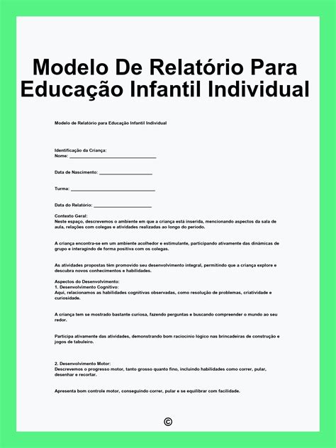 Modelo De Relatório Para Educação Infantil - 8