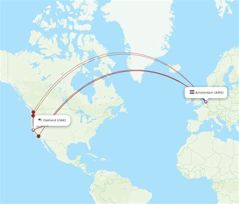 All Flight Routes From Amsterdam To Oakland Ams To Oak Flight Routes