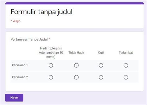 Cara Membuat Absen Absensi Daftar Hadir Di Google Form Gform