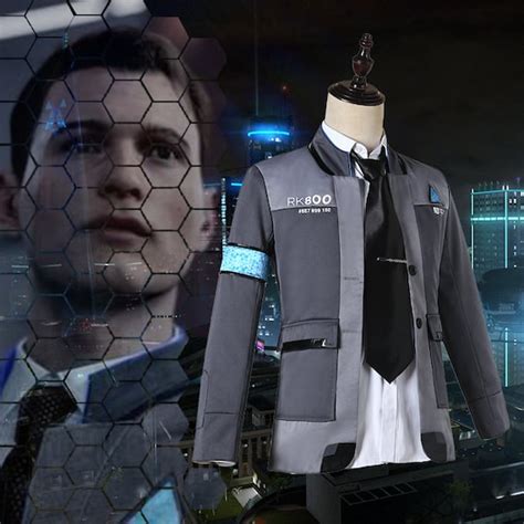 Game Detroit Become Human Cosplay Costume Connor Cosplay Uniform Men Jacket White Shirt Tie