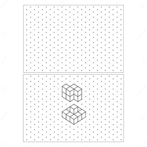 Dots Grid Background Square Graph Isometric Cube Line Drawing Stock Vector Illustration Of