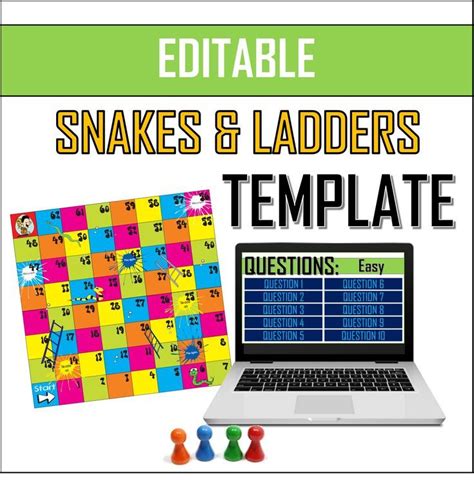 Snakes And Ladders Game Template Editable Ladders Game Snakes And