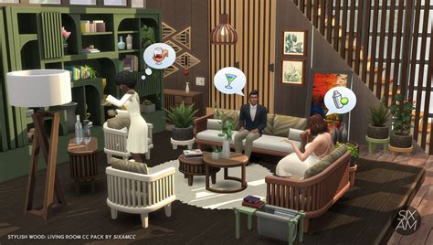 Stylish Wood Living Room Cc Pack For The Sims Sixam Cc