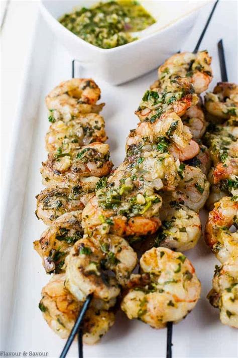 Minute Grilled Chimichurri Shrimp Skewers Flavour And Savour