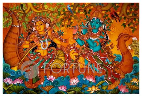 Radha Madhavam Gopika Krishna Kerala Mural Painting Artwork Canvas