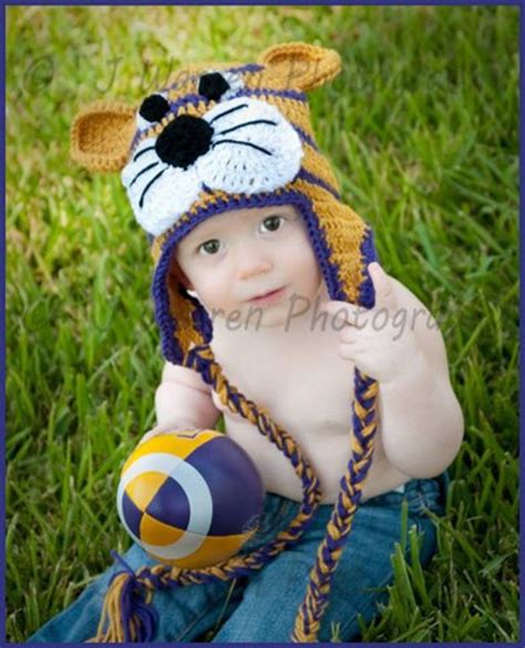 LSU Tiger Hat, Baby Tiger Hat, Baby Boy LSU Tiger Hat, Baby Girl LSU Tiger Hat, Crochet Tiger ...