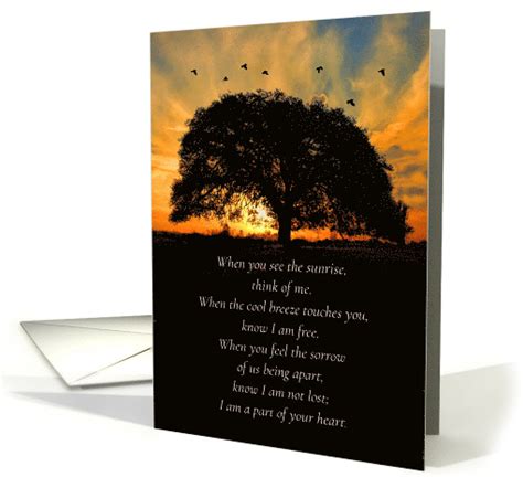 Sympathy with Oak Tree and Sunset Poem General Condolences card