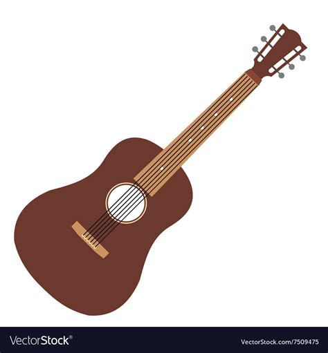 Acoustic Guitar Flat Icon Royalty Free Vector Image