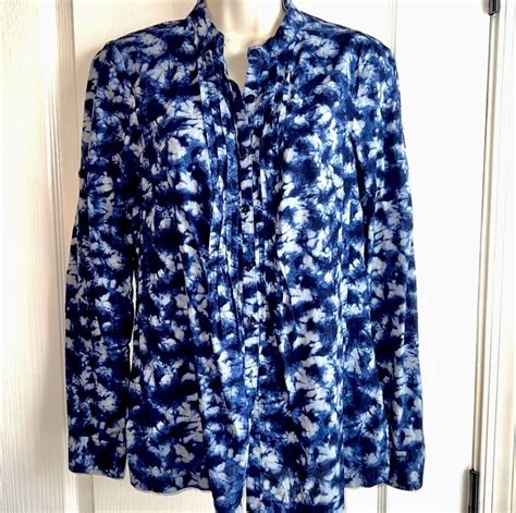 Jones New York Sport Tie Dye Button Down Blouse Ebay