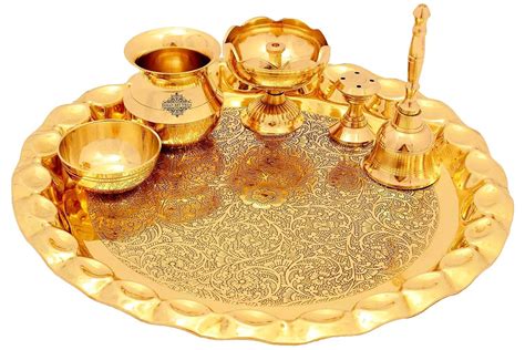 Buy Indian Art Villa Brass Puja Thali Set Religious Spiritual Item