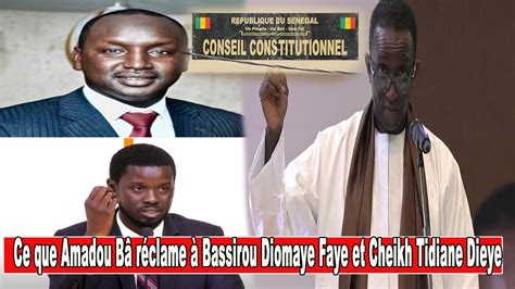 Ce que Amadou Bâ réclame à Bassirou Diomaye Faye et Cheikh Tidiane