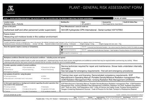 Plant Risk Assessment Form Printable