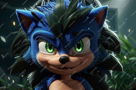 Premium Photo | Sonic the hedgehog green eyes enraged expression black ...