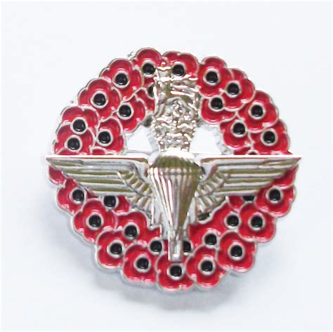 Parachute Regiment Poppy Wreath Wings Paras Lapel Pin Or Walking Stick