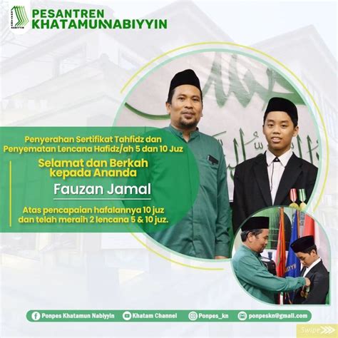 Penyerahan Sertifikat Tahfidz Dan Penyematan Lencana Hafidz Juz