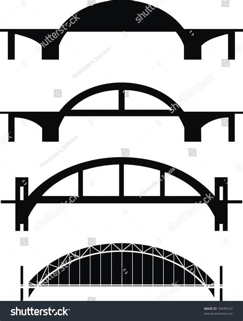 Vector Set Of Bridge Silhouettes Isolated Illustration On White