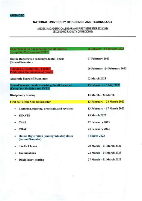 Calendar of Events